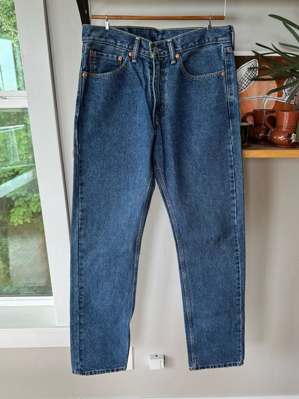 Vintage Y2K Levis 505 Dark Blue Classic Rinse Denim Jeans Size 32 x 34